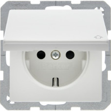 Розетка Berker з з/к, кришка, зах.контактів, 16А/250В, пол. білизна, Q.х