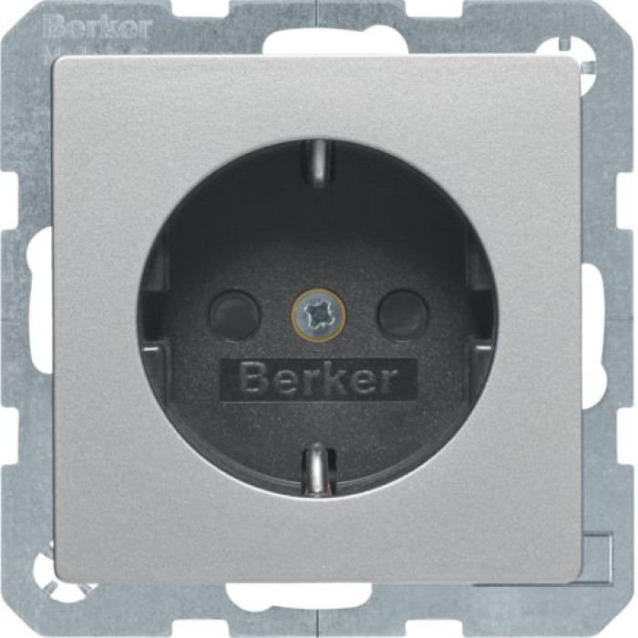 Розетка Berker з з/к, зах.контактів, 16А/250В, алюміній, Q.х
