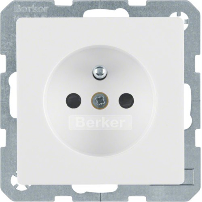 Розетка Berker з центральним з/к з зах.контактів, 16А/250В, пол. білизна, Q.х