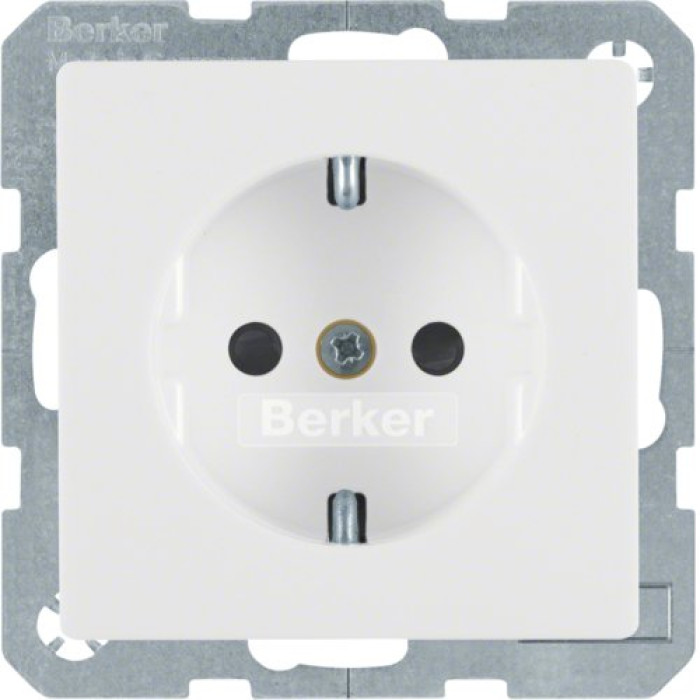 Розетка Berker с ж/к, зах.контактов, 16А/250В, пол. белизна, Q.х