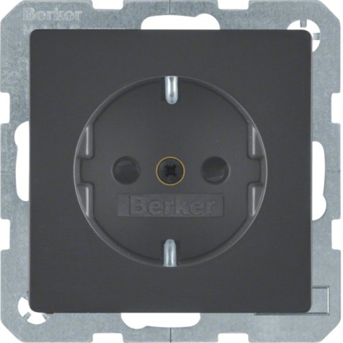Розетка Berker с ж/к, зах.контактов, 16А/250В, антрацит, Q.х
