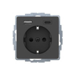 Розетка Berker з з/к 16А/250В + 2-поста USB A-С /3A антрацит Q.x
