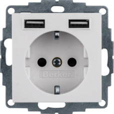 Розетка Berker з з/к 16А/250В + 2-постаUSB/2.4A, пол. білизна Q.x