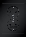 Розетка з з/к 2X, зах.контактів, цільна, чорна 16А/250В R.3 Berker 47592245