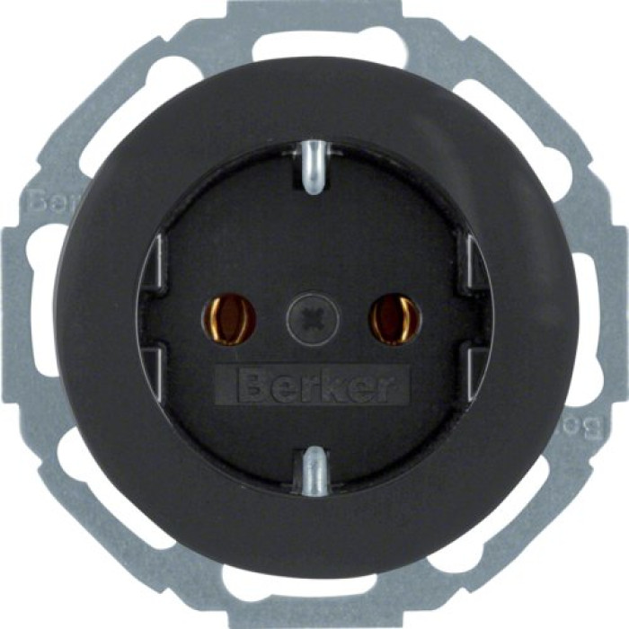 Розетка Berker з з/к, 16А/250В, чорна, R.Classic