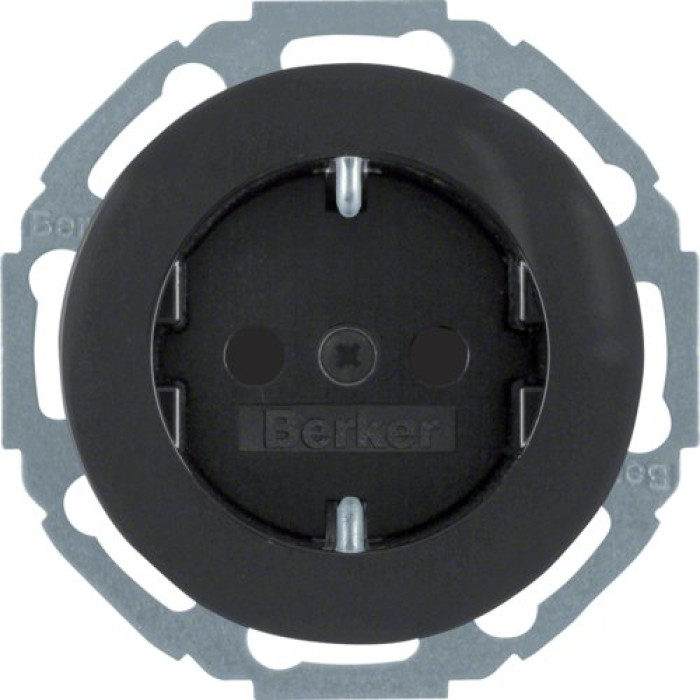 Розетка Berker з з/к, зах.контактів, 16А/250В, чорна, R.Classic