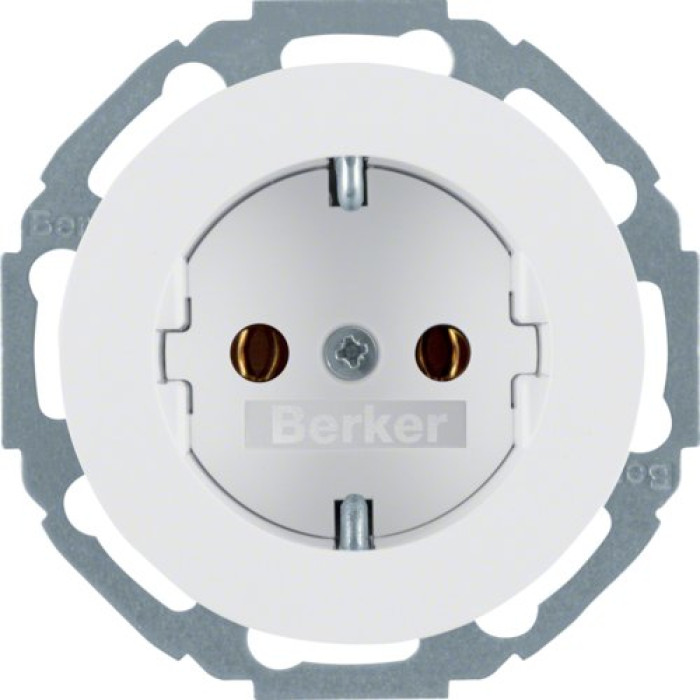 Розетка Berker з з/к, 16А/250В, пол. білизна, R.Classic