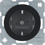Розетка Berker з з/к, зах.контактів, 16А/250В, чорна, R.1/R.3