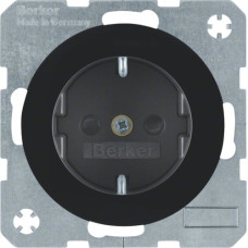 Розетка Berker с ж/к, зах.контактов, 16А/250В, черная, R.1/R.3