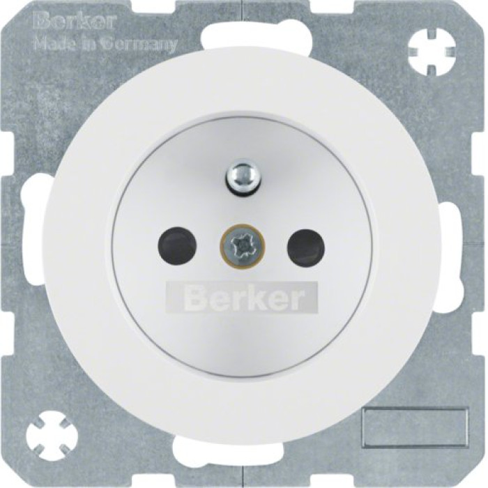 Розетка Berker з центральним з/к з зах.контактів, 16А/250В, пол. білизна, R.1/R.3