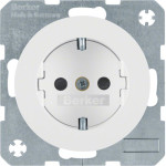 Розетка Berker з з/к, зах.контактів, 16А/250В, пол. білизна, R.1/R.3