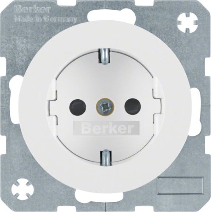 Розетка Berker з з/к, зах.контактів, 16А/250В, пол. білизна, R.1/R.3