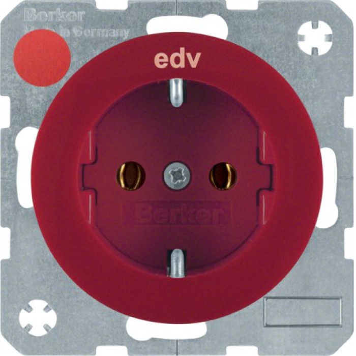 Розетка Berker з з/к червона з надписом EDV,  16А/250В, R.1/R.3