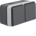 Розетка з з/к подвійна горизонтальна IP55 сіра 16А/250В W.1 Berker