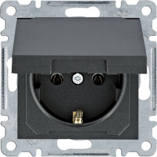 Розетка Hager Lumina-2 с зазем. крышка черный