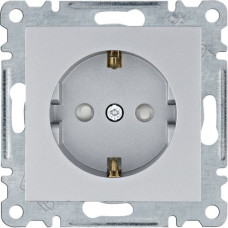 Розетка Hager Lumina-2 с зазем. шторки серебро