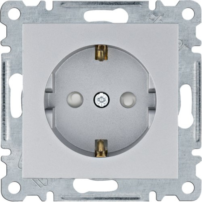 Розетка Hager Lumina-2 із зазем. шторки срібло (WL1062)