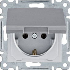 Розетка Hager Lumina-2 с зазем. крышка серебро