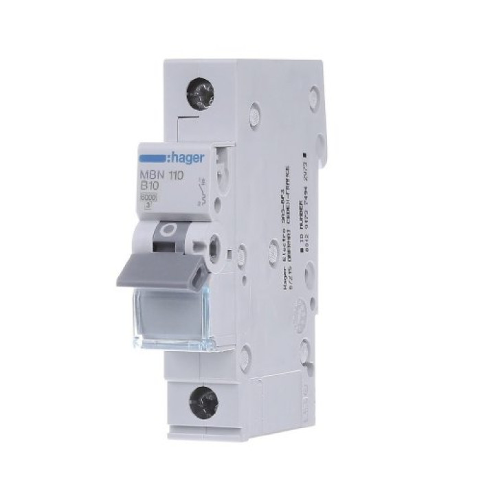 Автоматический выключатель Hager MBN110 6кА B 10A 1P