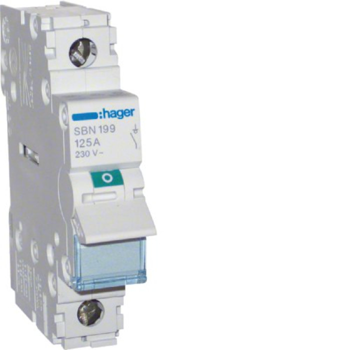 Вимикач навантаження Hager - рубильник 125A 1P