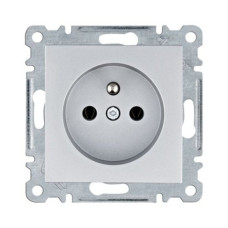Розетка Hager Lumina-2 с зазем. серебро