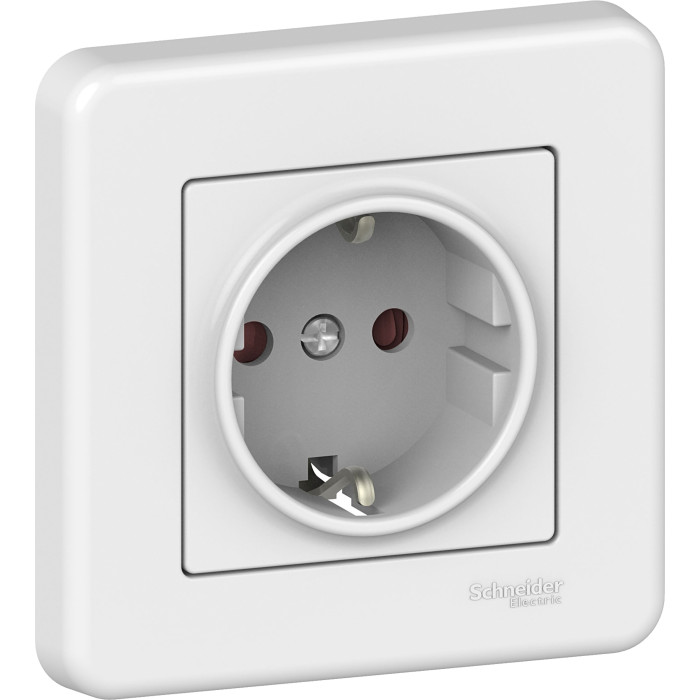 Розетка Schneider Electric Leona з заземлення. і шторки. білий