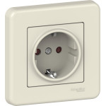 Розетка Schneider Electric Leona з заземлення. і шторки. крем