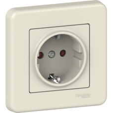 Розетка Schneider Electric Leona з заземлення. і шторки. крем