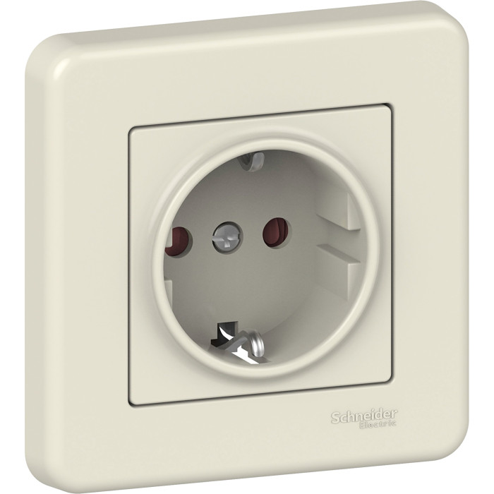 Розетка Schneider Electric Leona з заземлення. і шторки. крем
