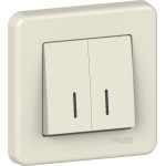 Выключатель Schneider Electric Leona 2-клавишный с подсветкой крем
