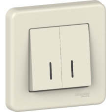 Вимикач Schneider Electric Leona 2-клавішний з підсвіткою крем