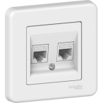 Розетка Schneider Electric Leona 2xRJ45 cat 5e білий