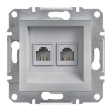 Розетка Schneider Electric Asfora Plus телефонная+компьютерная двойная алюминий