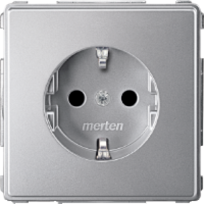 Розетка Merten Aquadesign SCHUKO с заземлением алюминий