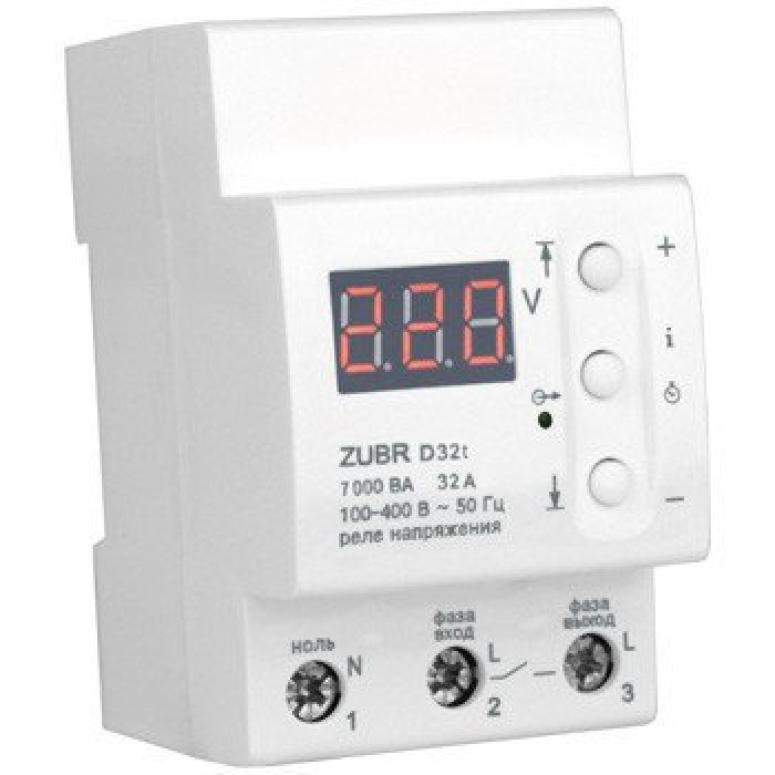 Реле контролю напруги DS Electronics ZUBR 32A c термозахистом (ZUBR-D32t)