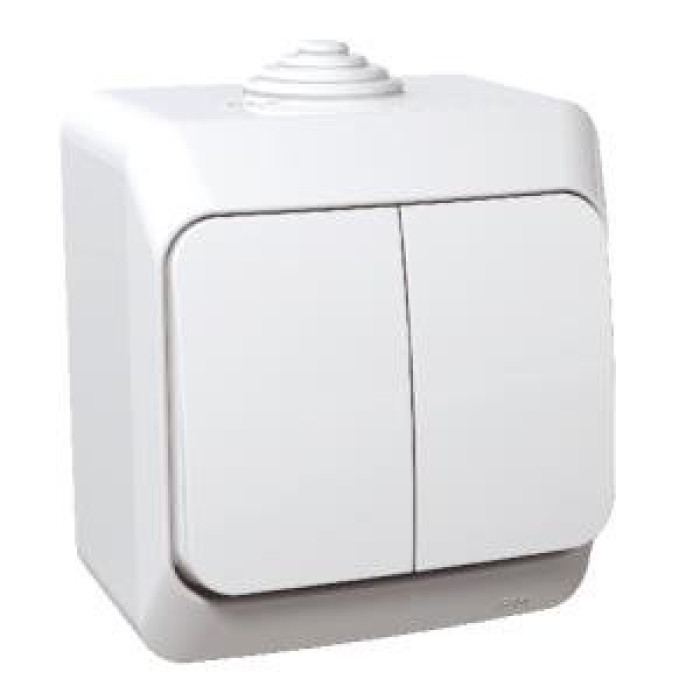 Выключатель Schneider Electric Cedar Plus 2-клавишный IP44 16А белый