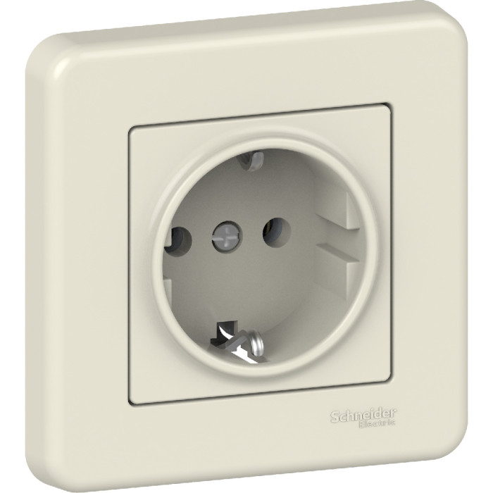 Розетка Schneider-Electric Leona з заземлення. крем (LNA2900123)