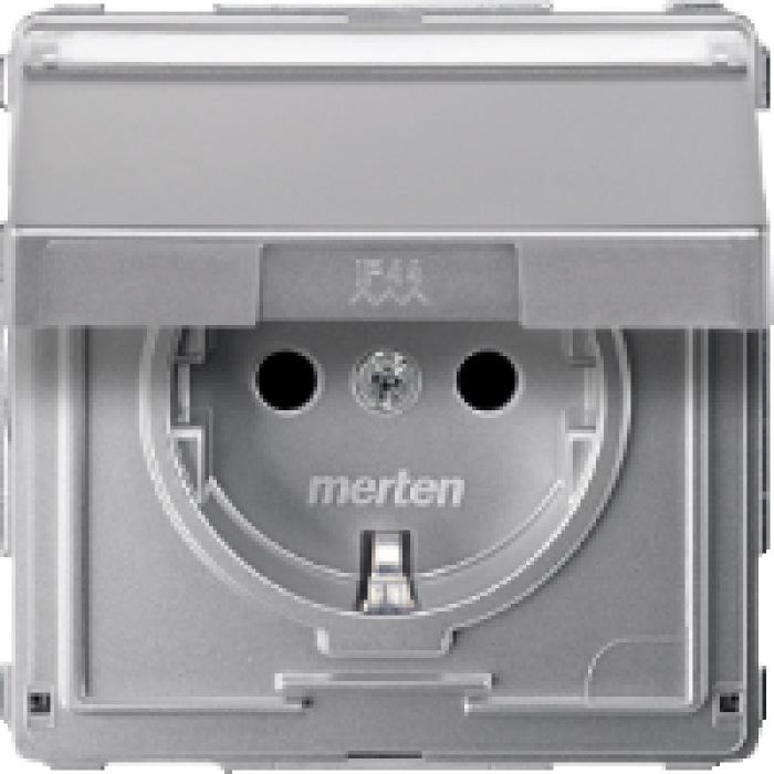 Розетка Merten Aquadesign с крышкой и полем для надписей алюминий