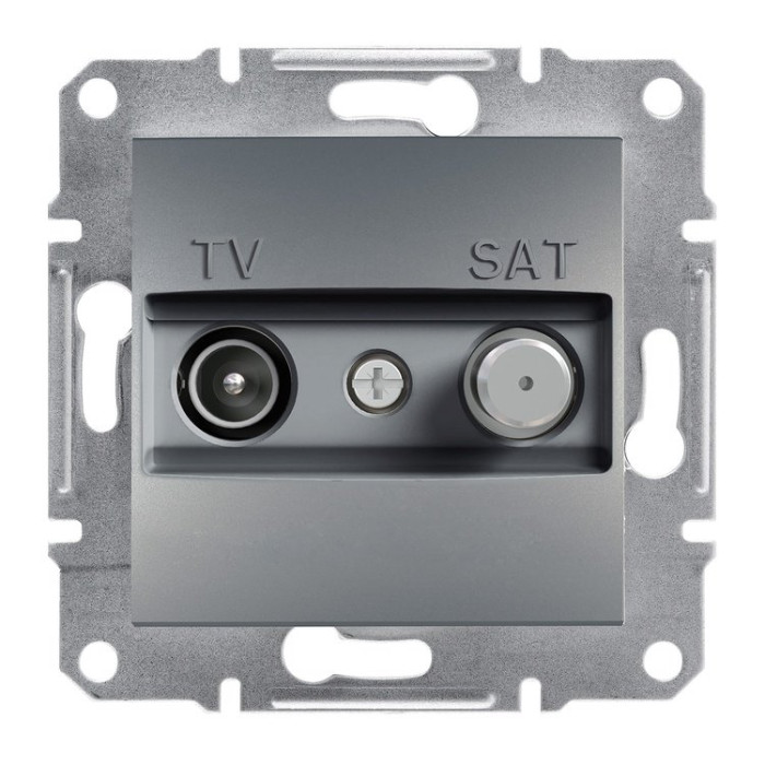 Розетка Schneider Electric Asfora Plus TV-SAT прохідна (8 дБ) сталь