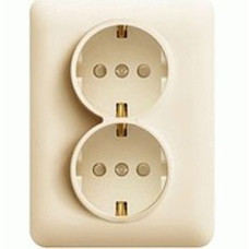 Розетка Hager Lumina-2 двойная зазем. крем