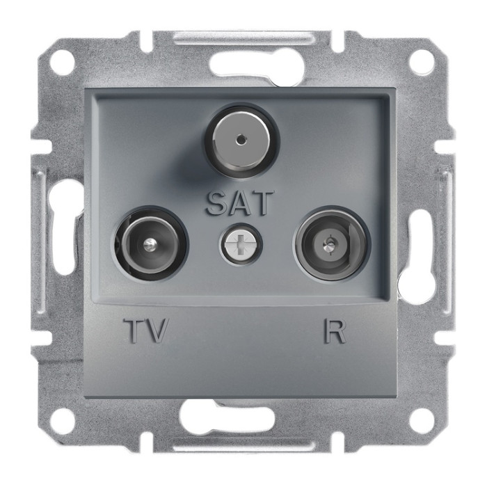 Розетка Schneider Electric Asfora Plus TV-R-SAT прохідна (8 дБ) сталь