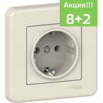 (АКЦИЯ!!! 8+2 шт.) Розетка Schneider Electric Leona с зазем. крем 