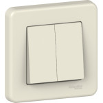 Перемикач Schneider Electric Leona прохідний 2-клавішний крем