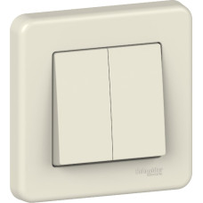 Перемикач Schneider Electric Leona прохідний 2-клавішний крем