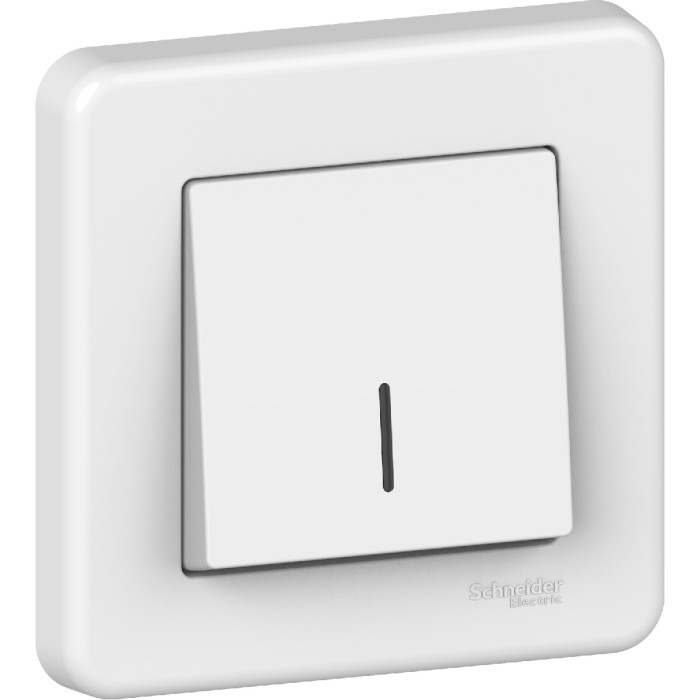 Перемикач Schneider Electric Leona 1-клавішний прохідний з підсвічуванням білий
