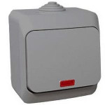 Вимикач Schneider Electric Cedar Plus 1-клавішний з підсвіткою IP44 16А сірий