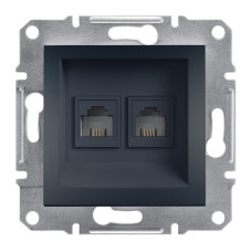 Розетка Schneider Electric Asfora Plus телефонная+компьютерная двойная антрацит