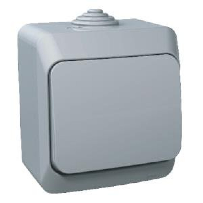 Переключатель Schneider Electric Cedar Plus 1-клавишный IP44 16A серый
