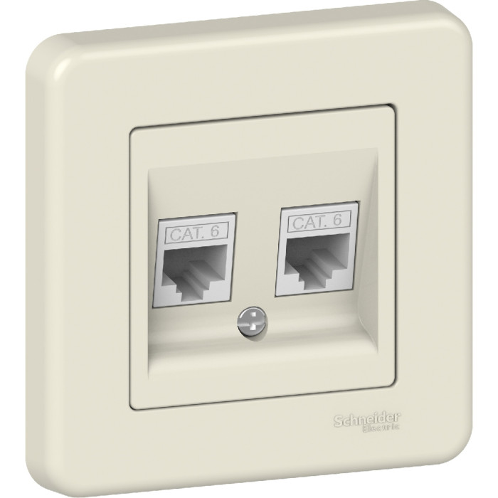 Розетка Schneider Electric Leona 2xRJ45 cat 6 крем
