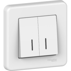 Вимикач Schneider Electric Leona 2-клавішний з підсвіткою білий